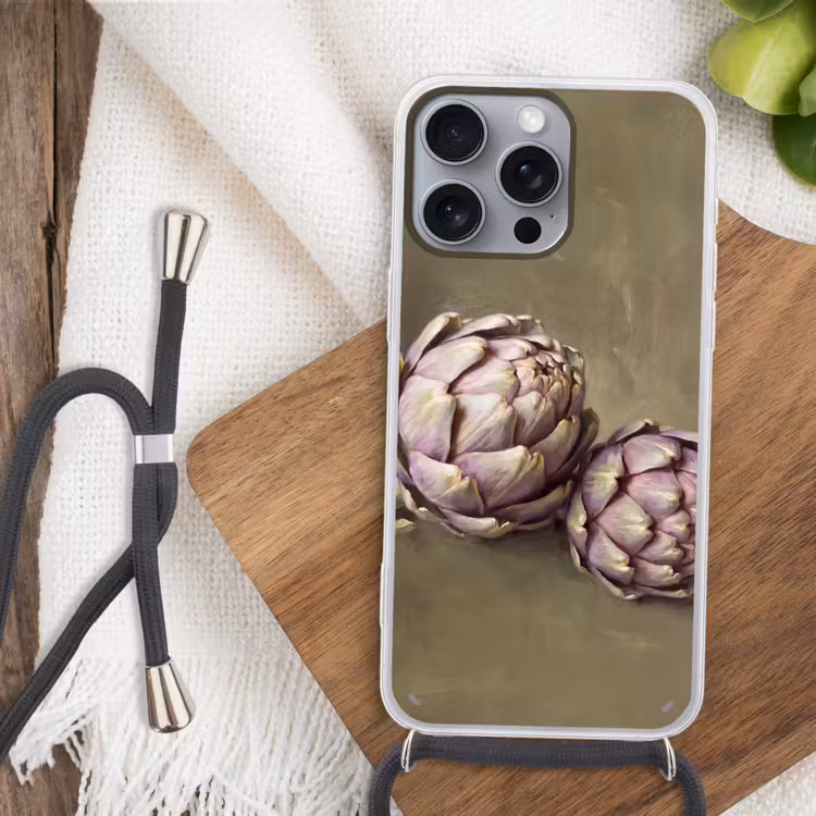 Phone case crossbody - Vegetables - Still Life - Painting - Groente - Stilleven - Schilderij Hoesje iPhone 16 Pro Max met koord klein