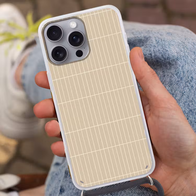 Verticaal - Wandtegel - Crème - Beige Hoesje iPhone 16 Pro Max met koord klein 804 -sfeer3
