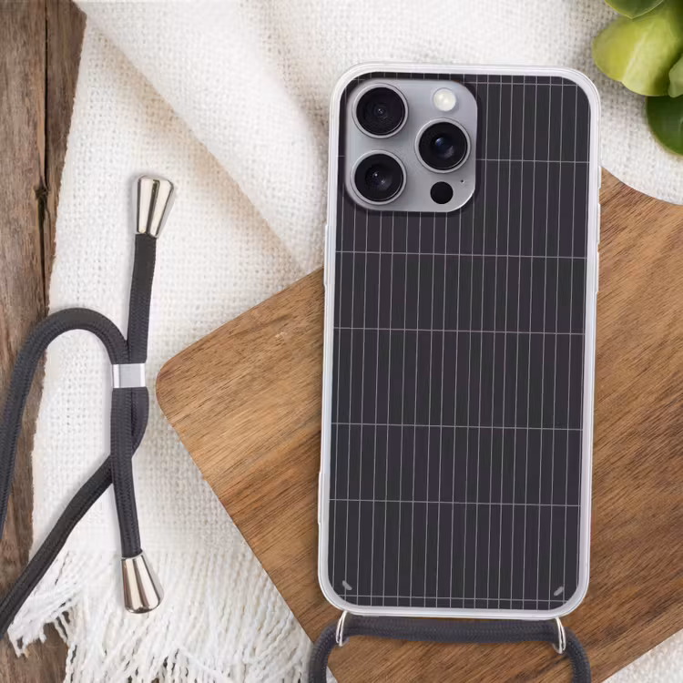 Verticaal - Wandtegel - Donkergrijs Hoesje iPhone 16 Pro Max met koord klein 804 -sfeer4