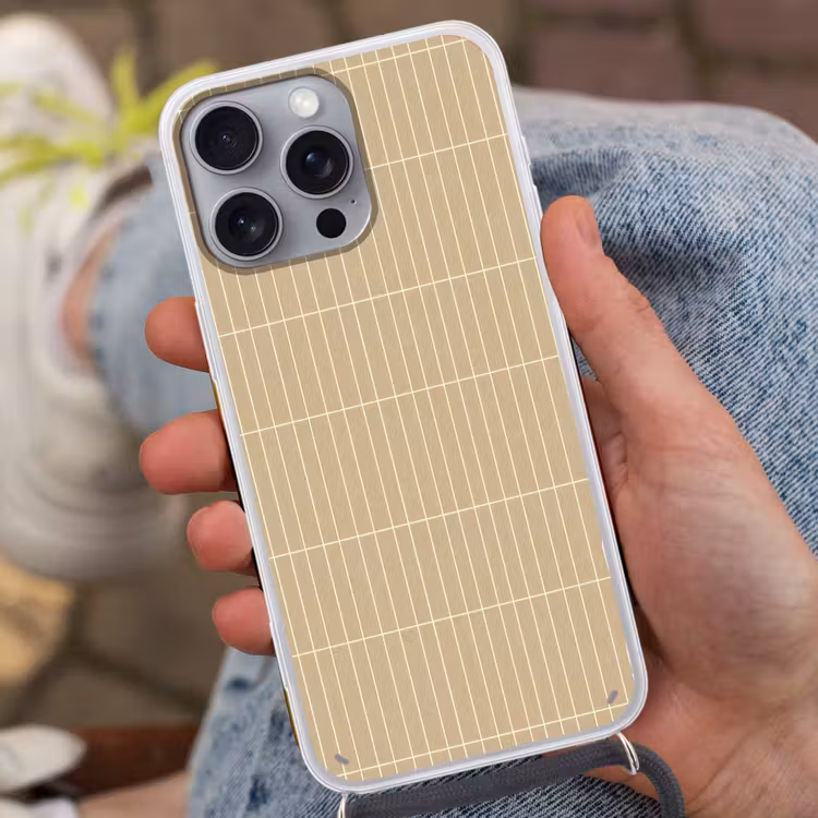 Verticaal - Wandtegel - Zand - Beige Hoesje iPhone 16 Pro Max met koord klein 804 -sfeer3