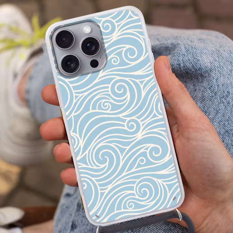 Golf - Abstract - Natuur - Modern - Blauw Hoesje iPhone 16 Pro Max met koord klein -sfeer3
