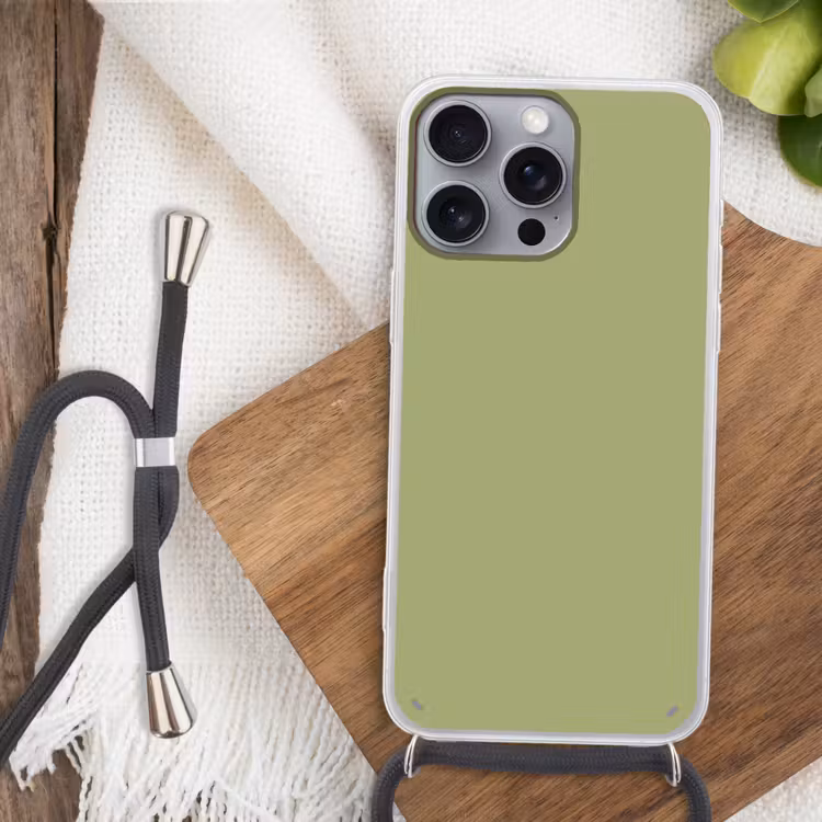 Whispering - Sage - Groen Hoesje iPhone 16 Pro Max met koord klein 804 -sfeer4