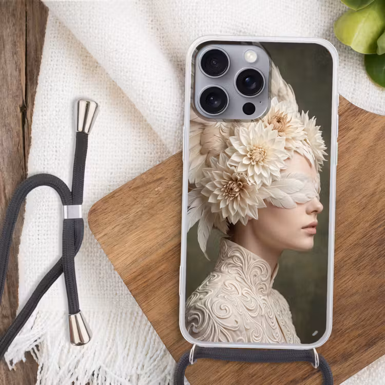 Vleugels - Vrouw - Wit Hoesje iPhone 16 Pro Max met koord klein -sfeer4