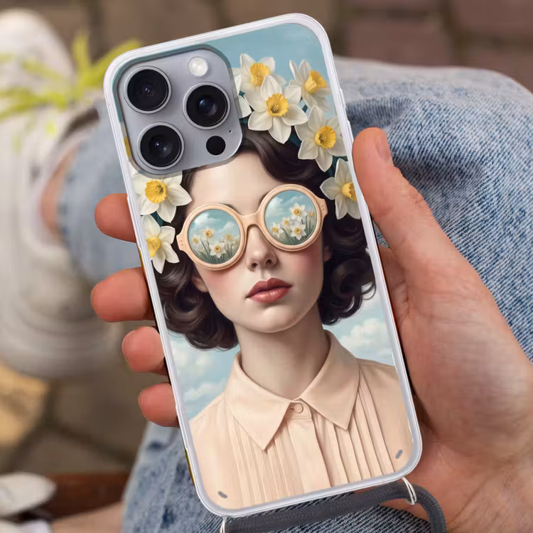 Vrouw - Narcissen - Geel Hoesje iPhone 16 Pro Max met koord klein -sfeer3