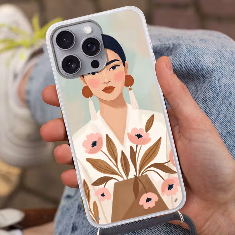Vrouw - Kimono - Pastel Hoesje iPhone 16 Pro Max met koord klein -sfeer3