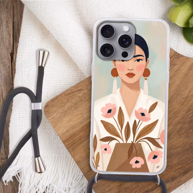 Vrouw - Kimono - Pastel Hoesje iPhone 16 Pro Max met koord klein -sfeer4