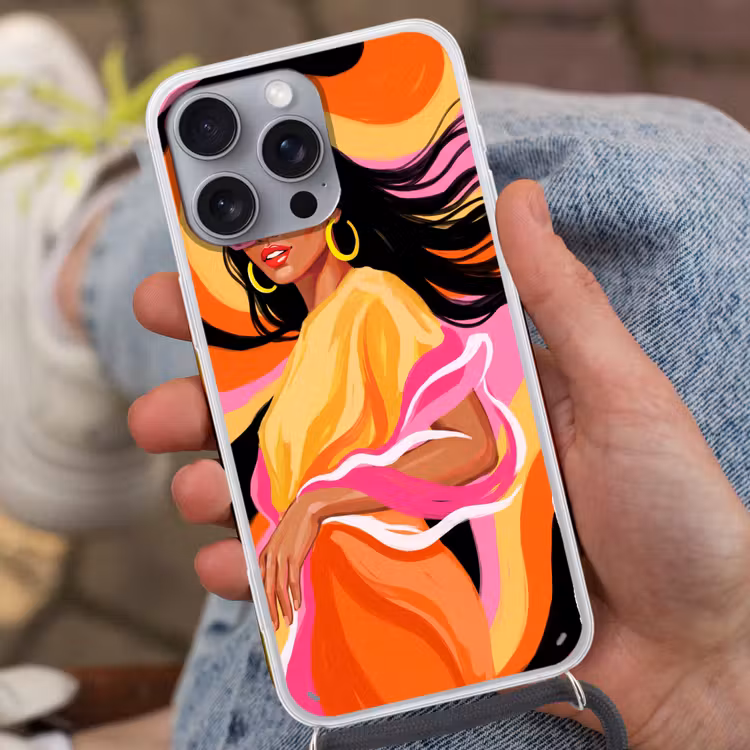 Vrouw - Zonnebril - Abstract - Kleurrijk Hoesje iPhone 16 Pro Max met koord klein -sfeer3