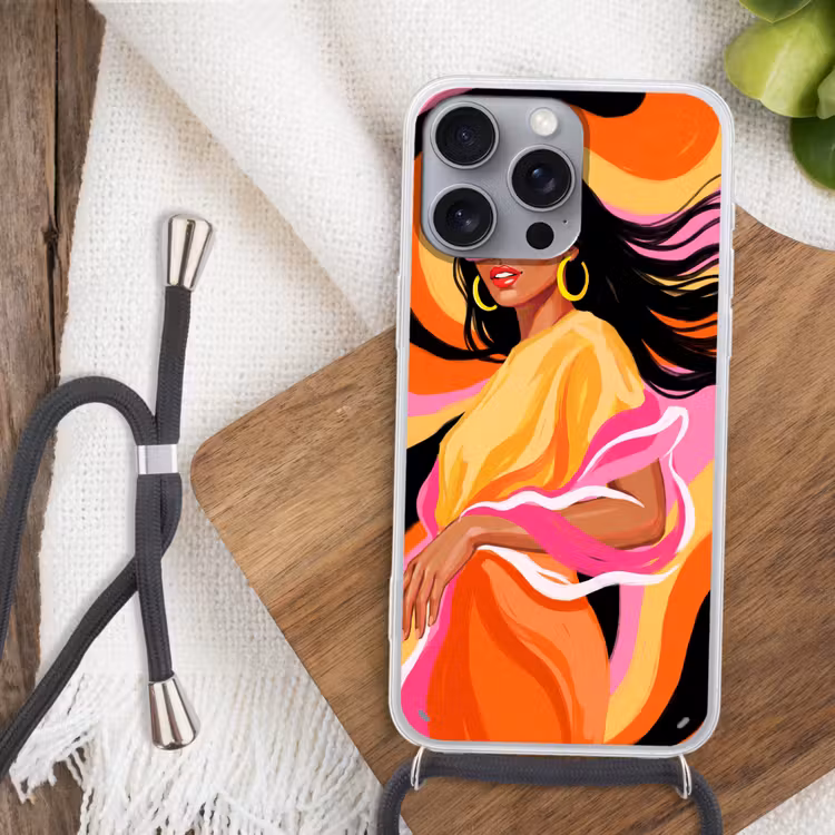 Vrouw - Zonnebril - Abstract - Kleurrijk Hoesje iPhone 16 Pro Max met koord klein -sfeer4