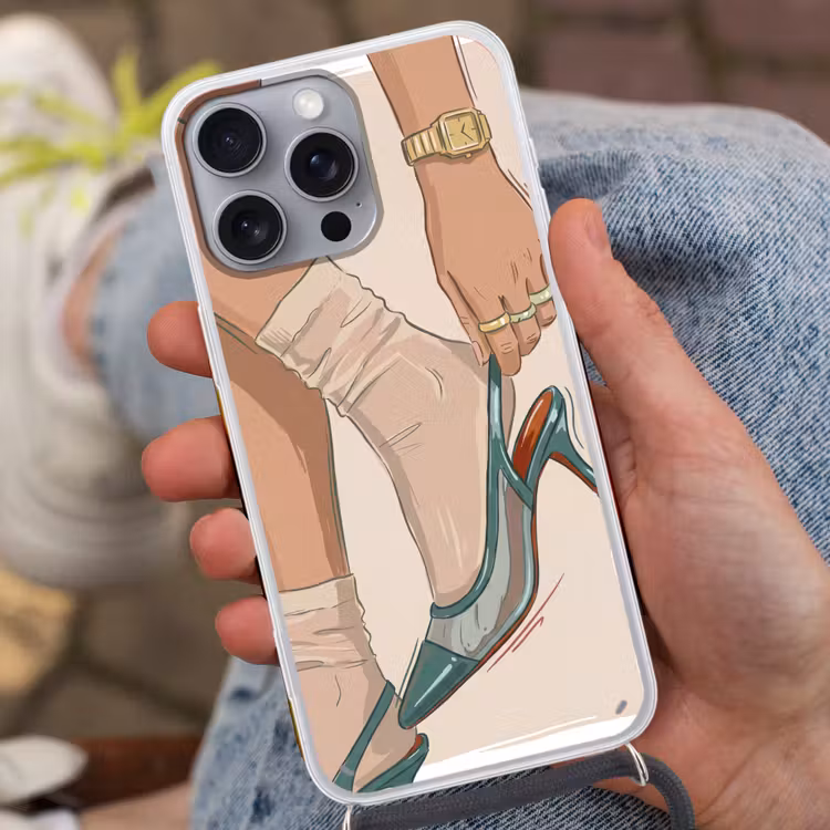 Vrouw - Schoen - Mode - Lifestyle - Groen Hoesje iPhone 16 Pro Max met koord klein -sfeer3