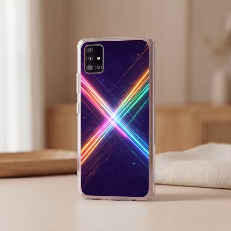 Kruisen - Lasterstralen - Neon Telefoonhoesje Samsung Galaxy A51 5G klein -sfeer2
