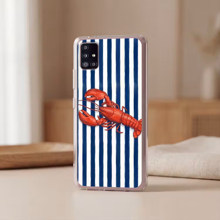 Schaaldier - Kreeft - Marine - Illustratie - Rood Telefoonhoesje Samsung Galaxy A51 5G klein -sfeer2