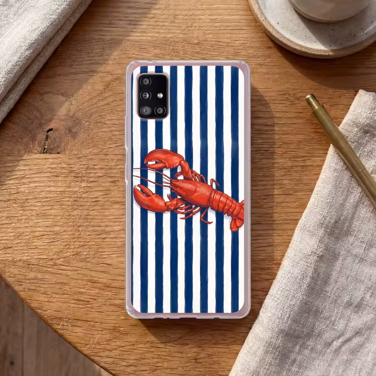 Schaaldier - Kreeft - Marine - Illustratie - Rood Telefoonhoesje Samsung Galaxy A51 5G klein -sfeer1