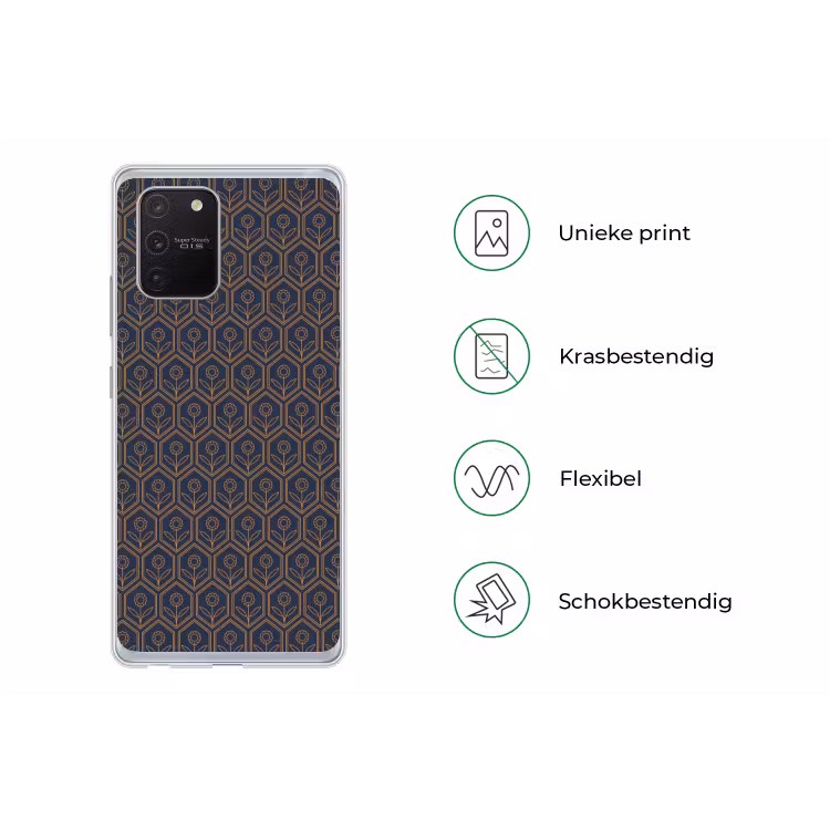 Donkerblauw - Patroon - Bloem - Symmetrisch Telefoonhoesje Samsung Galaxy S10 Lite klein 364 -specsS10Lite