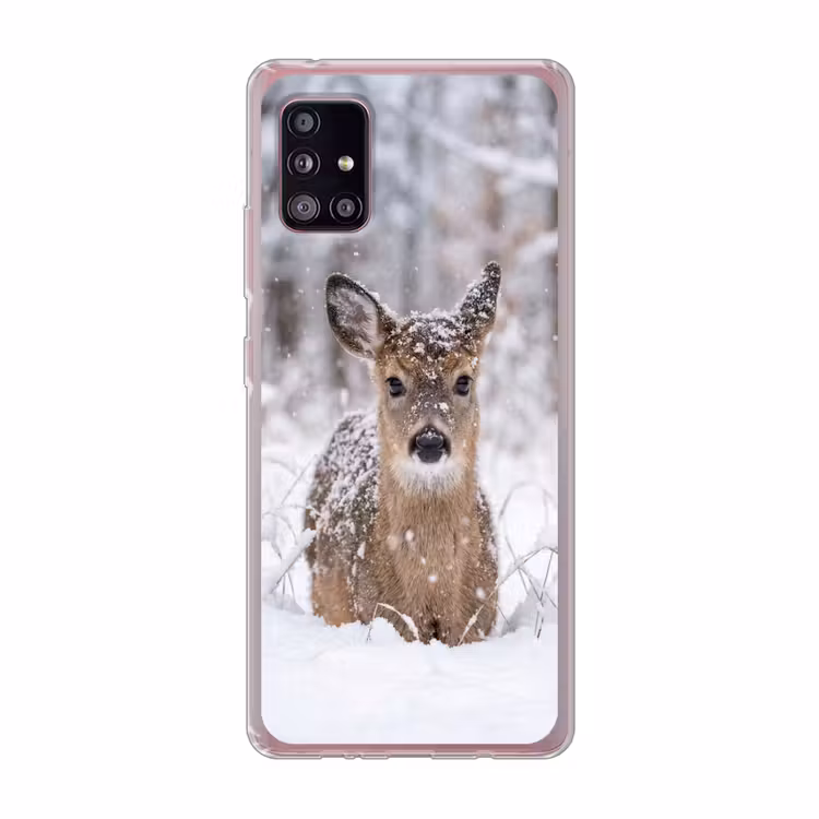 Hert - Sneeuw - Bos - Dieren - Vertederend Telefoonhoesje Samsung Galaxy A51 5G klein -3d
