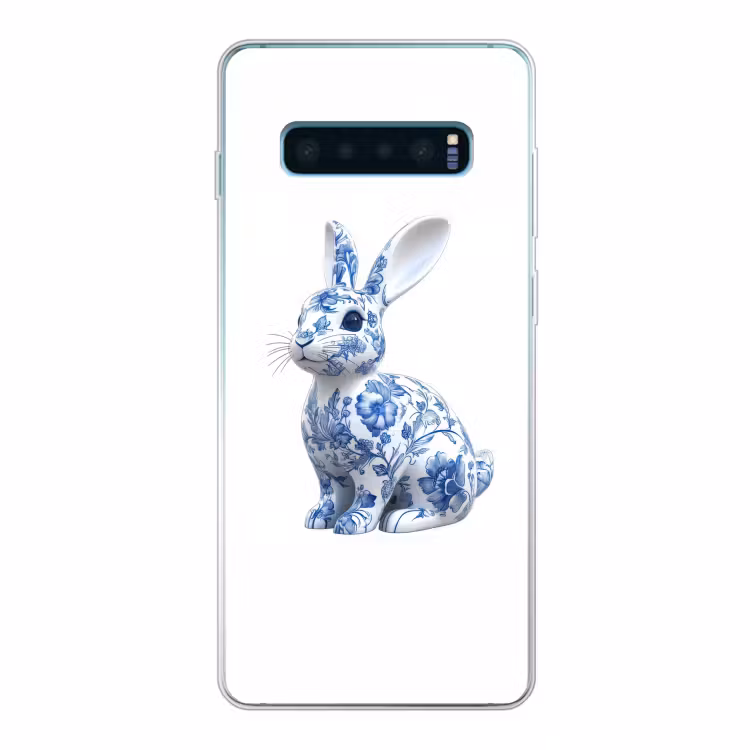 Delftsblauw - Haasje - Wit Telefoonhoesje Samsung Galaxy S10 Lite klein -3d