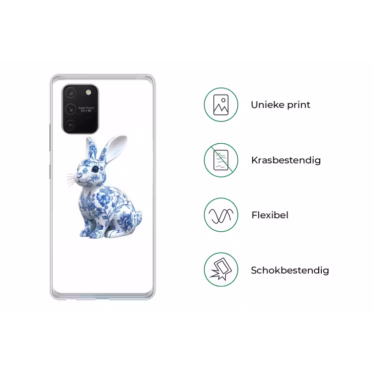 Delftsblauw - Haasje - Wit Telefoonhoesje Samsung Galaxy S10 Lite klein -specsS10Lite