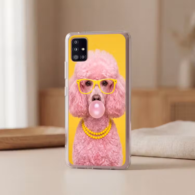 Hond - Kauwgum - Dieren - Modern - Roze Telefoonhoesje Samsung Galaxy A51 5G klein -sfeer2