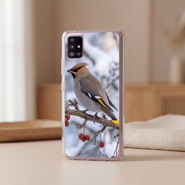 Pestvogel - Bessen - Winter - Natuur Telefoonhoesje Samsung Galaxy A51 5G klein -sfeer2