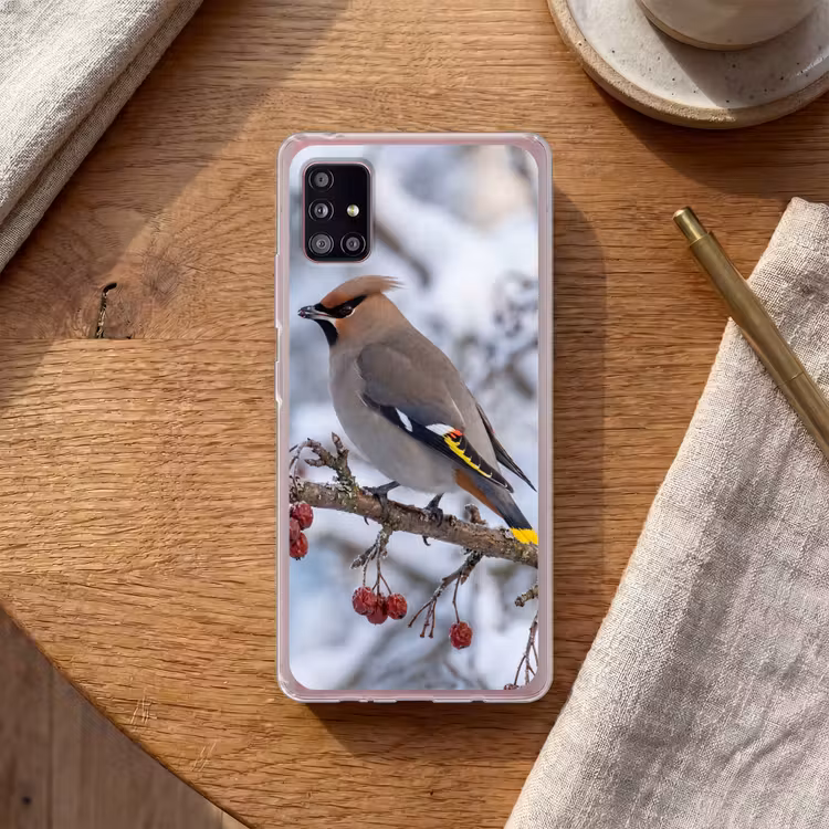 Pestvogel - Bessen - Winter - Natuur Telefoonhoesje Samsung Galaxy A51 5G klein -sfeer1