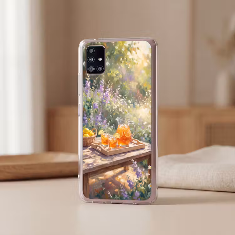 Drank - Citroen - Zomer - Tuin - Geel Telefoonhoesje Samsung Galaxy A51 5G klein -sfeer2