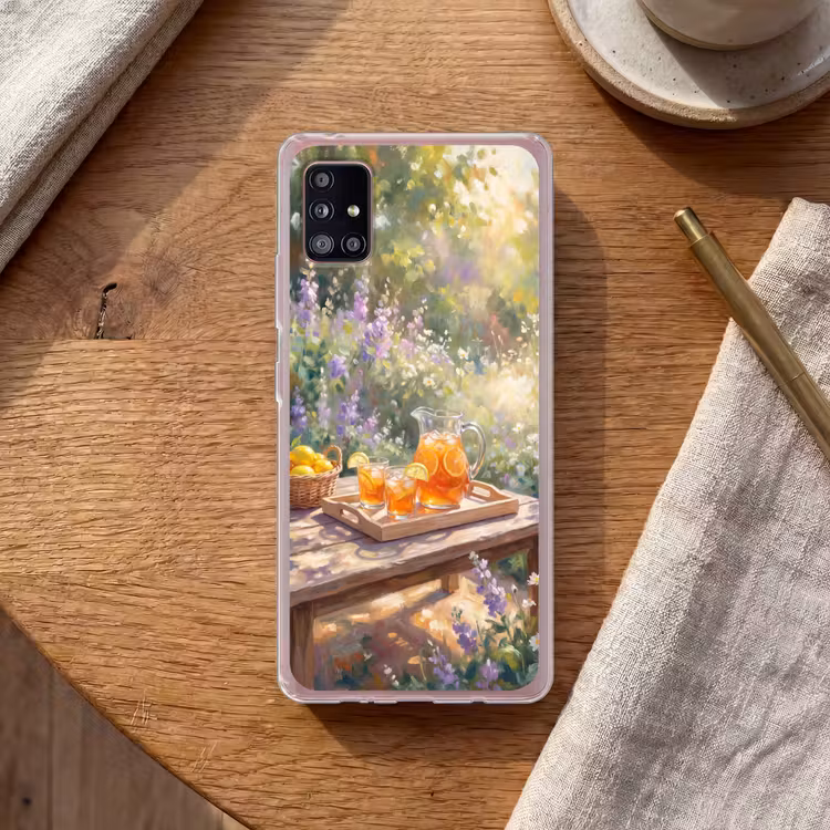 Drank - Citroen - Zomer - Tuin - Geel Telefoonhoesje Samsung Galaxy A51 5G klein -sfeer1