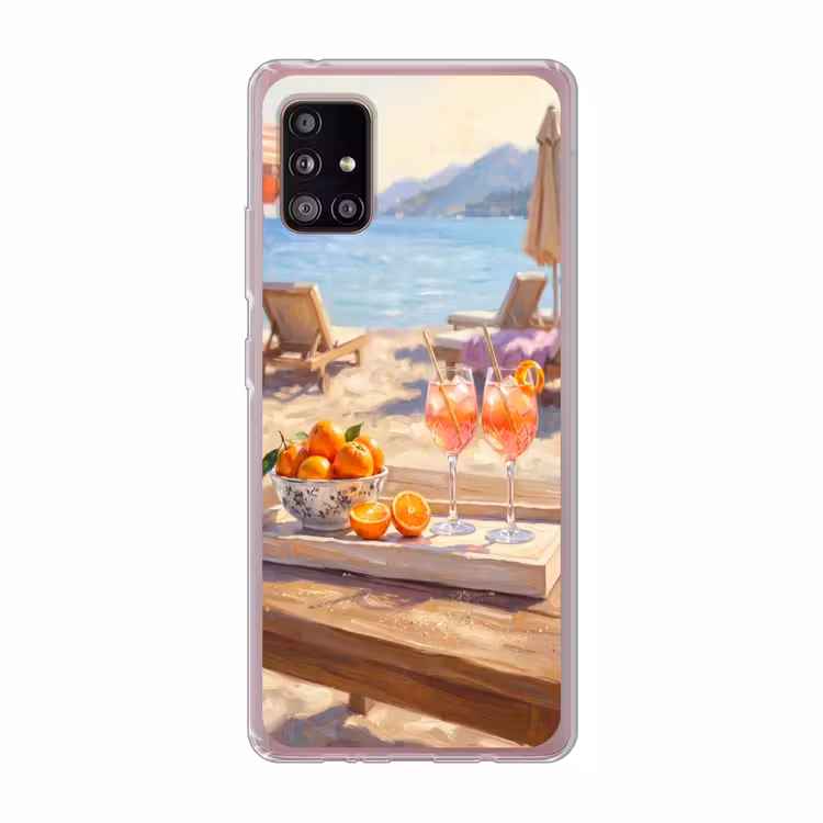 Drank - Glazen - Strand - Zomer - Oranje Telefoonhoesje Samsung Galaxy A51 5G klein -3d