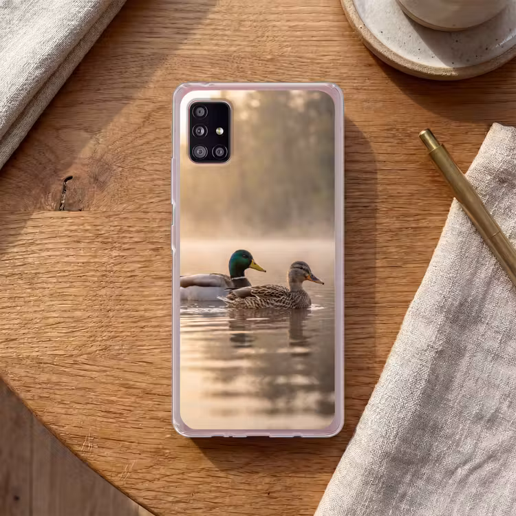 Eenden - Water - Mist - Natuur Telefoonhoesje Samsung Galaxy A51 5G klein -sfeer1
