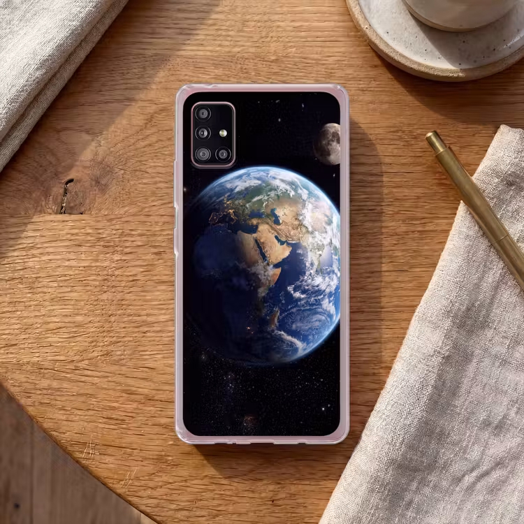 Aarde - Ruimte - Blauw - Groen Telefoonhoesje Samsung Galaxy A51 5G klein -sfeer1