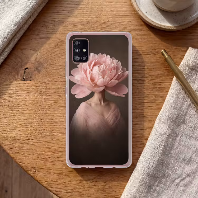 Gezicht - Roos - Roze Telefoonhoesje Samsung Galaxy A51 5G klein -sfeer1