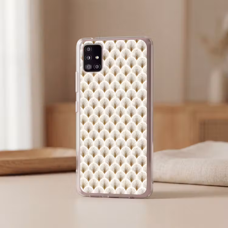 Waaiers - Art Deco - Elegant - Goud - Wit Telefoonhoesje Samsung Galaxy A51 5G klein 373 -sfeer2
