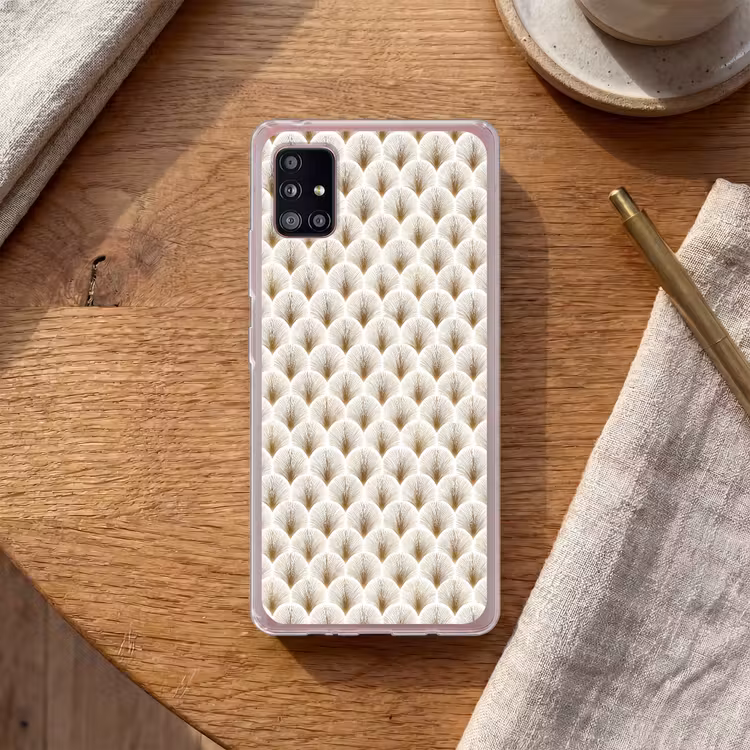 Waaiers - Art Deco - Elegant - Goud - Wit Telefoonhoesje Samsung Galaxy A51 5G klein 373 -sfeer1