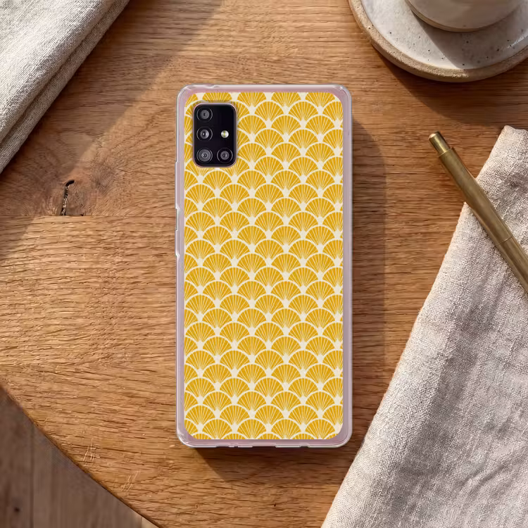 Waaiers - Art Deco - Retro - Okergeel Telefoonhoesje Samsung Galaxy A51 5G klein 373 -sfeer1