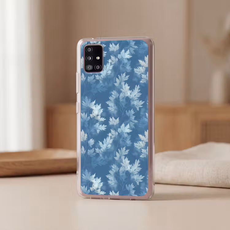 Varen - Botanisch - Patroon - Grijsblauw Telefoonhoesje Samsung Galaxy A51 5G klein 373 -sfeer2