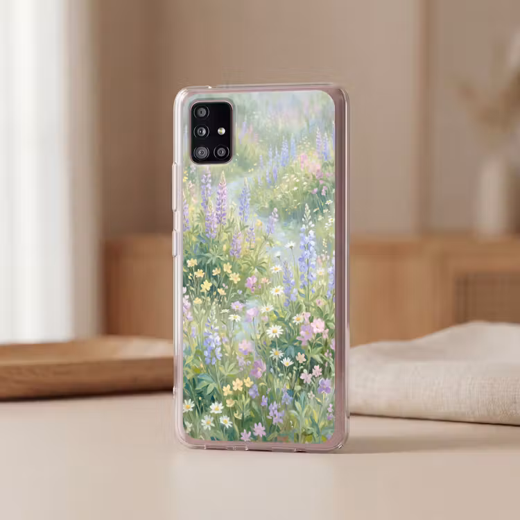 Bloemenveld - Heuvels - Kleurrijk Telefoonhoesje Samsung Galaxy A51 5G klein -sfeer2