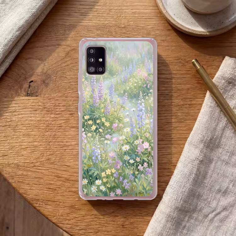 Bloemenveld - Heuvels - Kleurrijk Telefoonhoesje Samsung Galaxy A51 5G klein -sfeer1