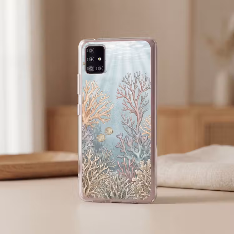 Vis - Koraal - Oceaan - Illustratie - Onderwater Telefoonhoesje Samsung Galaxy A51 5G klein -sfeer2