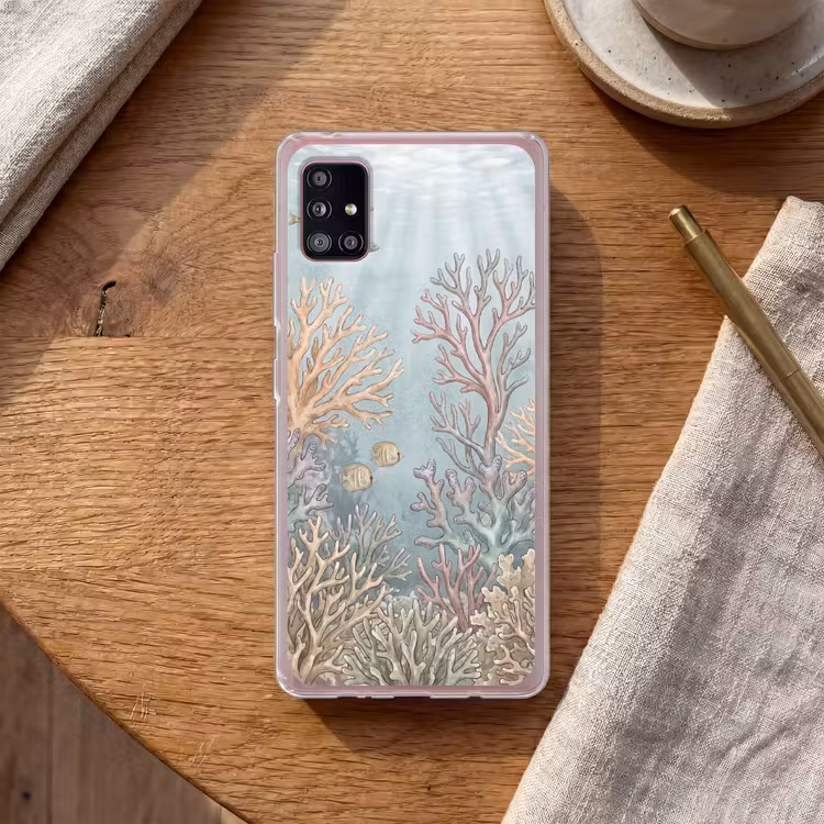 Vis - Koraal - Oceaan - Illustratie - Onderwater Telefoonhoesje Samsung Galaxy A51 5G klein -sfeer1