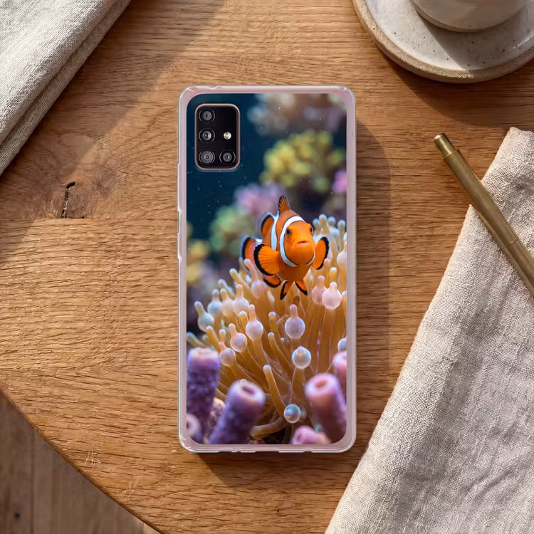 Vis - Koraal - Onderwater - Oranje - Dieren Telefoonhoesje Samsung Galaxy A51 5G klein -sfeer1