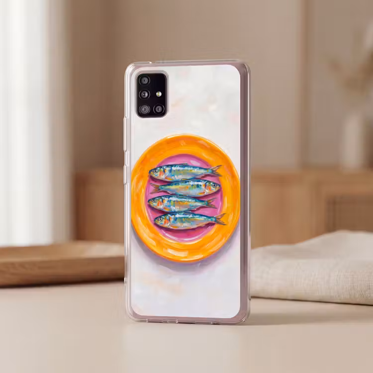 Vis - Vier - Eten - Modern - Kleurrijk Telefoonhoesje Samsung Galaxy A51 5G klein -sfeer2