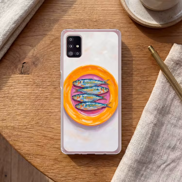 Vis - Vier - Eten - Modern - Kleurrijk Telefoonhoesje Samsung Galaxy A51 5G klein -sfeer1
