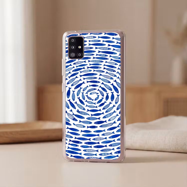 Vis - Patroon - Onderwater - Abstract - Blauw Telefoonhoesje Samsung Galaxy A51 5G klein -sfeer2