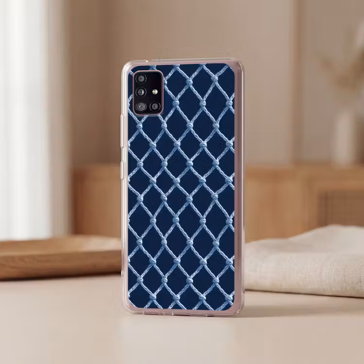 Visnet - Touw - Patroon - Marineblauw Telefoonhoesje Samsung Galaxy A51 5G klein 373 -sfeer2