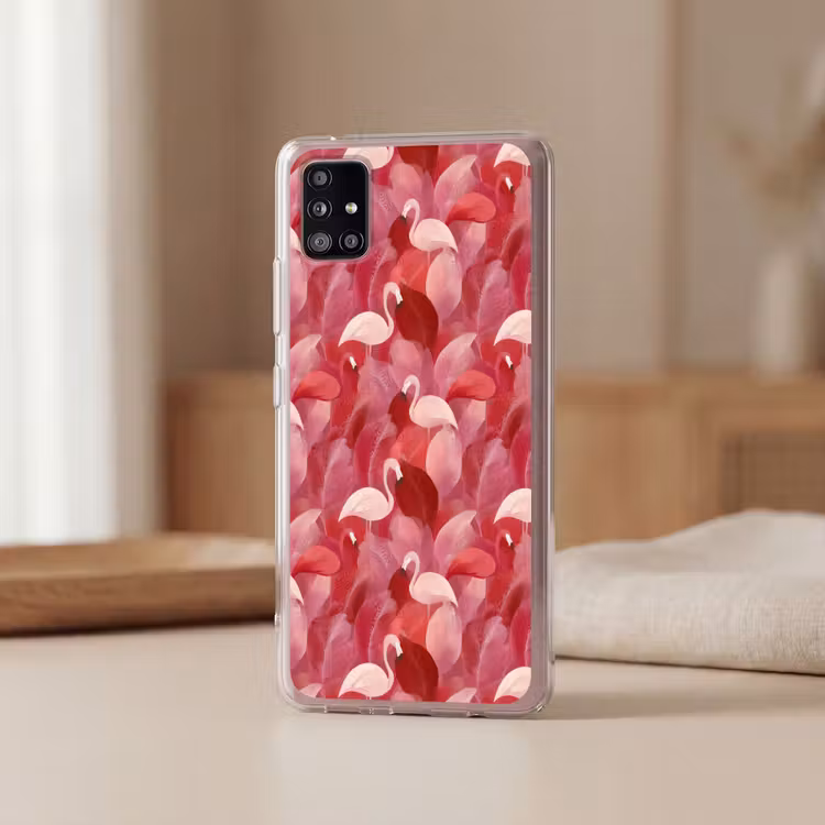 Flamingo - Botanisch - Elegant - Roze - Rood Telefoonhoesje Samsung Galaxy A51 5G klein 373 -sfeer2