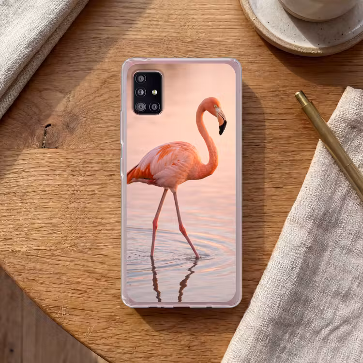 Flamingo - Water - Roze Telefoonhoesje Samsung Galaxy A51 5G klein -sfeer1