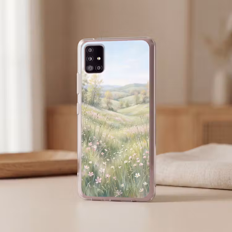 Bloemen veld - Bloemen - Groen Telefoonhoesje Samsung Galaxy A51 5G klein -sfeer2