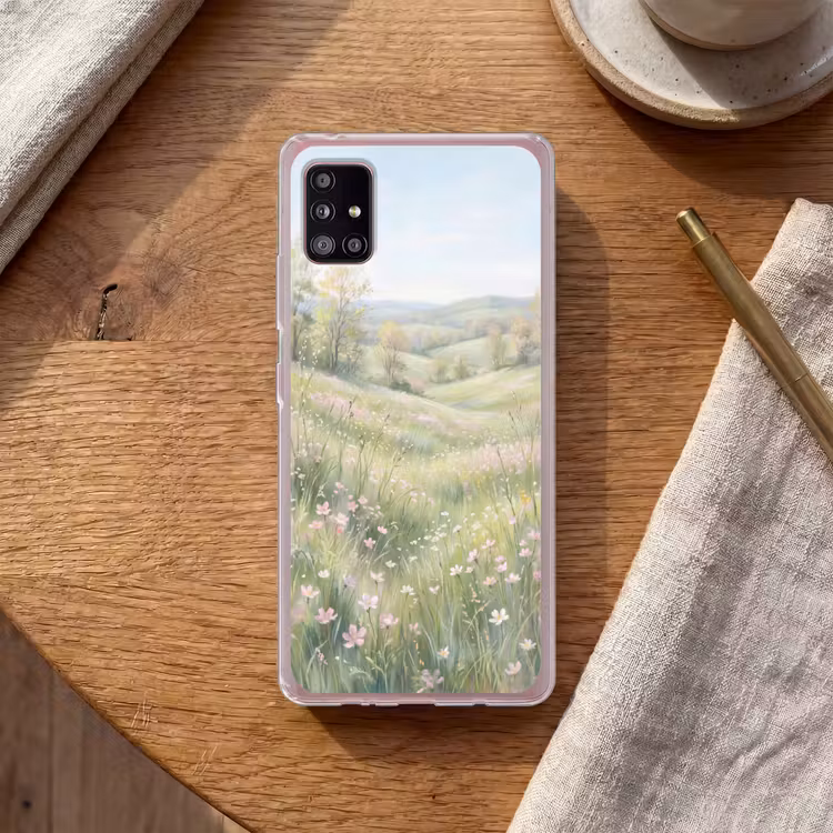 Bloemen veld - Bloemen - Groen Telefoonhoesje Samsung Galaxy A51 5G klein -sfeer1