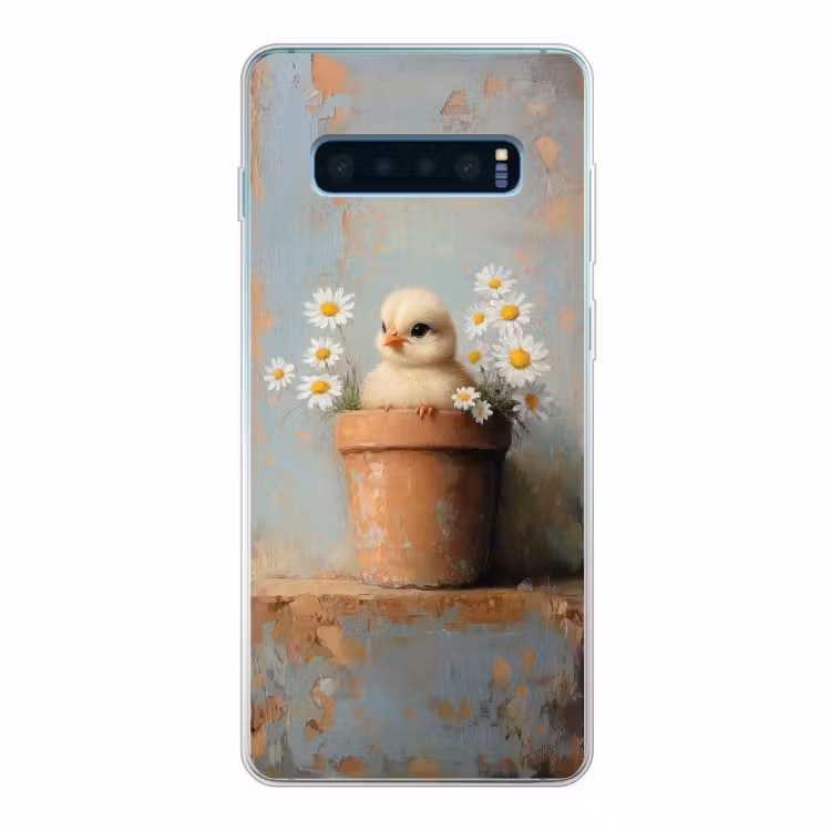 Bloempot - Kuiken - Bloemetjes Telefoonhoesje Samsung Galaxy S10 Lite klein -3d