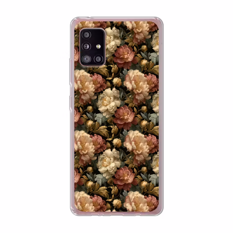 Bloemen - Barok - Patroon - Roze - Crème Telefoonhoesje Samsung Galaxy A51 5G klein 373 -3d