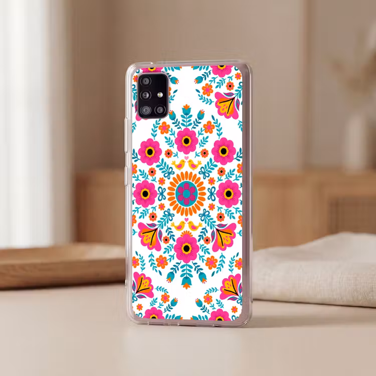 Bloemen - Vogel - Patroon - Kleurrijk - Modern Telefoonhoesje Samsung Galaxy A51 5G klein -sfeer2