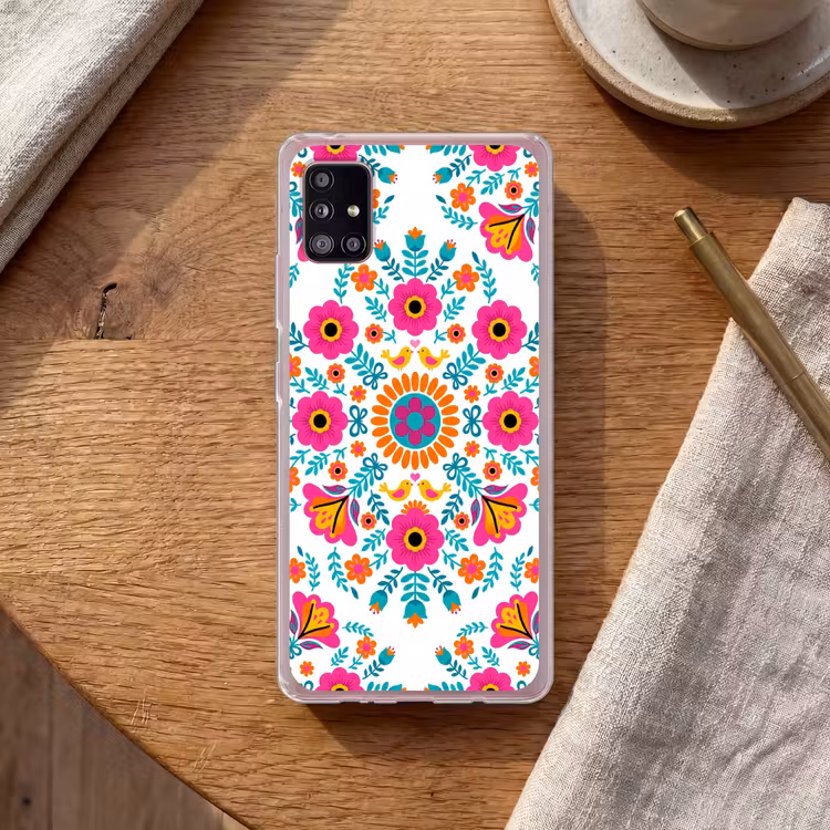 Bloemen - Vogel - Patroon - Kleurrijk - Modern Telefoonhoesje Samsung Galaxy A51 5G klein -sfeer1
